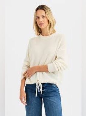 Theory Cream Knit Top with Black Label